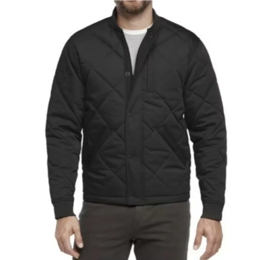 Banana Republic Men's L Quilted Bomber Jacket Black  Polyester Lightweight G1883